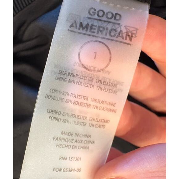 Good American Rib Good Waist Bikini Bottom Women’s Size 1 High Waist Black Sexy - Picture 4 of 4